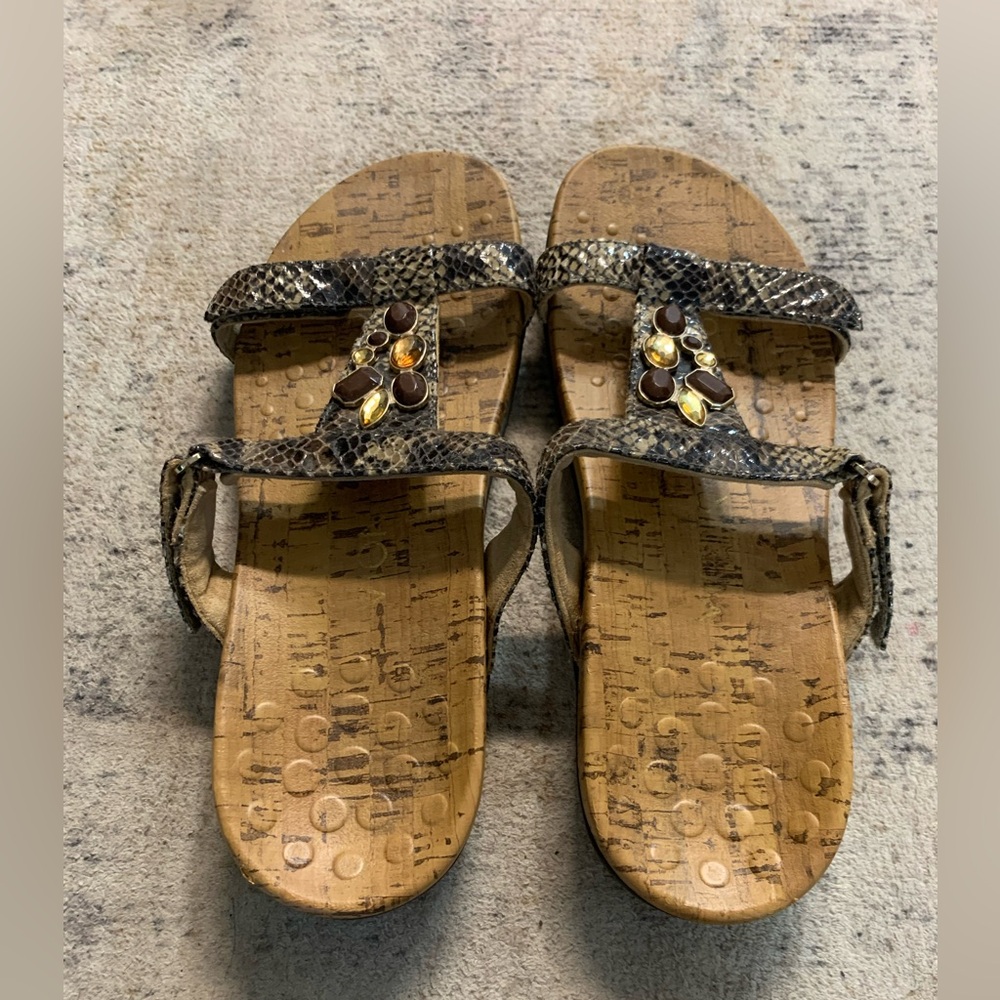 Vionic by Orthaheel Viviana Jeweled Embellished Snakeskin Sandals - Picture 2 of 3